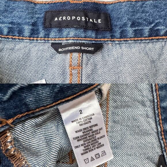 Aeropostale Slouchy Boyfriend Mid Waist Distressed Cotton Denim Shorts sz 2 - Picture 12 of 12